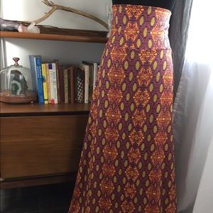 NWT Lularoe Maxi Skirt Large Orange Blue